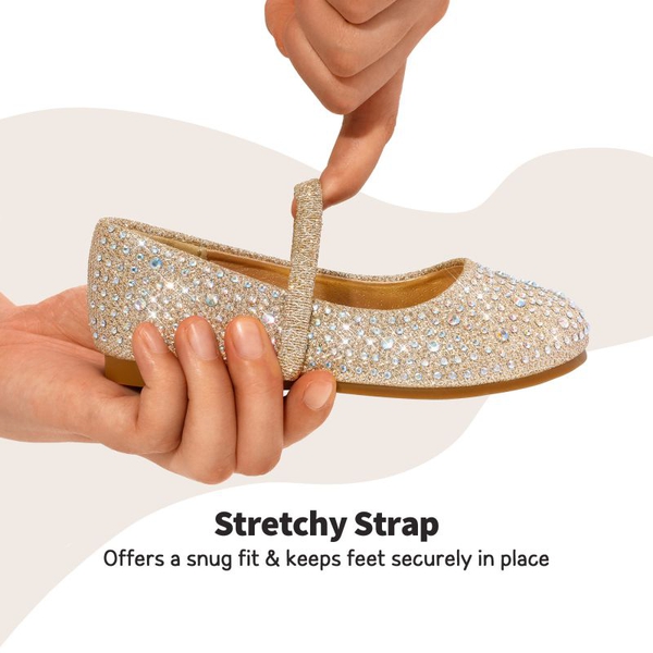 Girl's Rhinestone Ballet Flats - GOLD GLITTER - 5